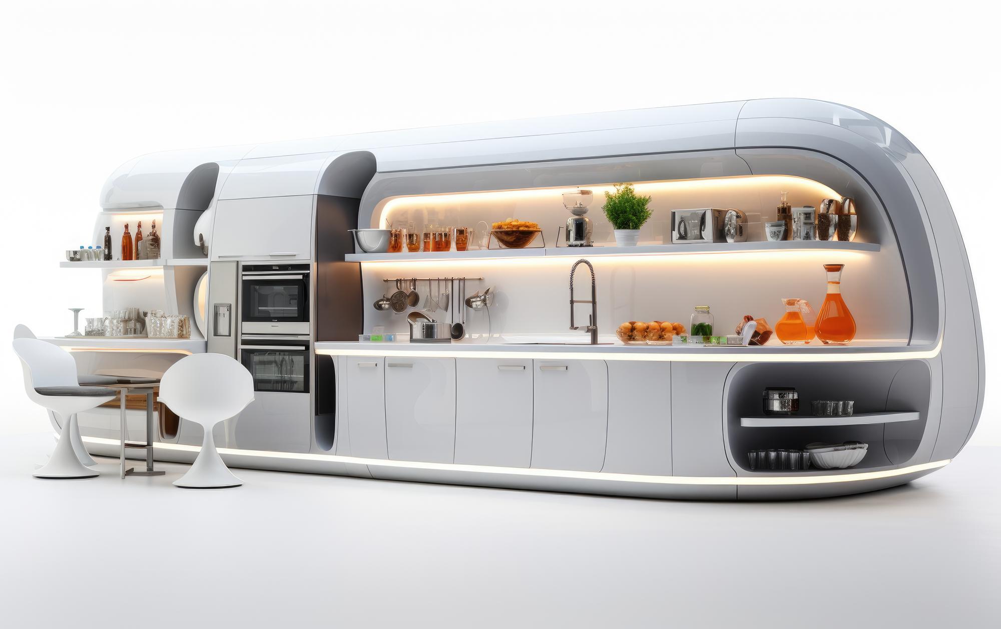 Cucina futuristica con attrezzature moderne